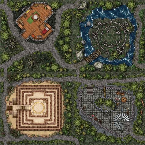 VTT Battle Maps - Modular Village Part II | 4 images, 40x40 - PenguinComics | VTT Battle Maps ...