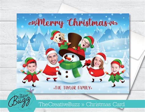 Elf Yourself Merry Christmas Greeting Card Snowman Scene With ...