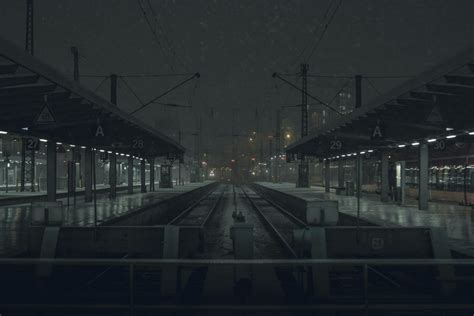 Railroad station in night time · Free Stock Photo