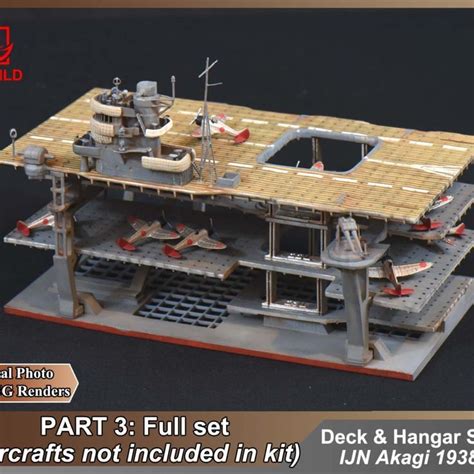 1:350 WWII Japanese Akagi Aircraft Carrier Deck & Hangar Cutaway Model Kit Part 3 Akagi ...