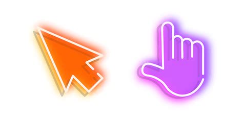 Orange Arrow and Purple Hand Neon cursor – Custom Cursor