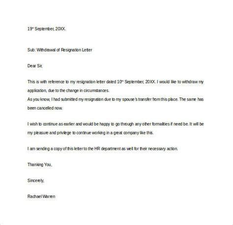 Resignation Withdrawal Letter - Ideas 2022