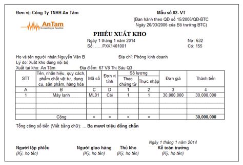 Mẫu Phiếu Xuất Kho Excel Mới Nhất Theo Quyết Định 48