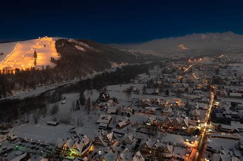 Bialka Tatrzanska Ski Resort 2 Stock Photo - Download Image Now - Aerial View, Blue, Building ...