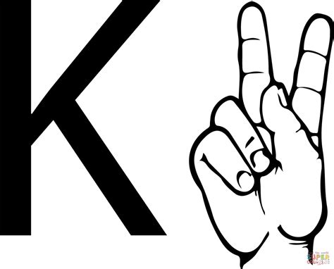 ASL Sign Language Letter K coloring page | Free Printable Coloring Pages