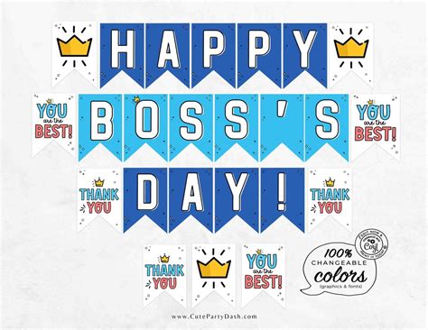 Boss's Day Banner Printable INSTANT DOWNLOAD Happy Boss's Day EDITABLE National Bosses Day Sign ...