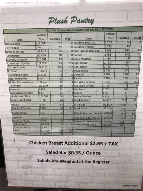 Menu at Long Beach Memorial Hospital Cafeteria, Long Beach