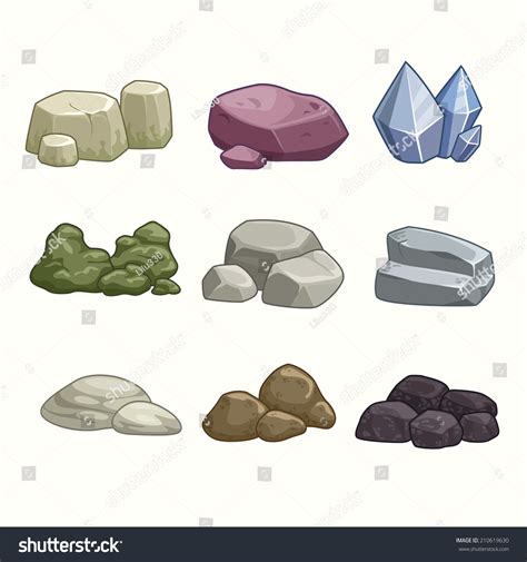 Set Of Cartoon Vector Stones And Minerals - 210619630 : Shutterstock