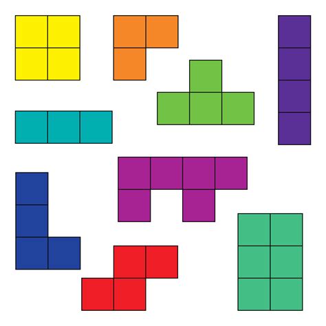 Set of colorful blocks for Tetris game. Vector illustration. 9102301 ...