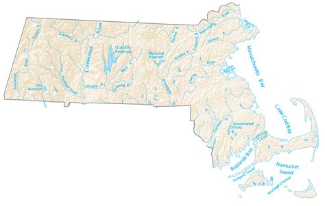 Massachusetts Lakes and Rivers Map - GIS Geography