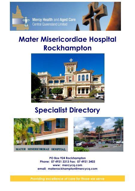 Mater Misericordiae Hospital Rockhampton Specialist Directory