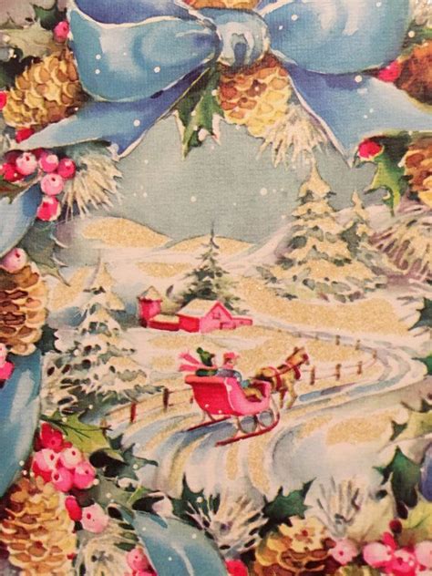 Vintage Christmas Card Glitter Pink Blue by papermoonandmore Vintage Christmas Images, Victorian ...