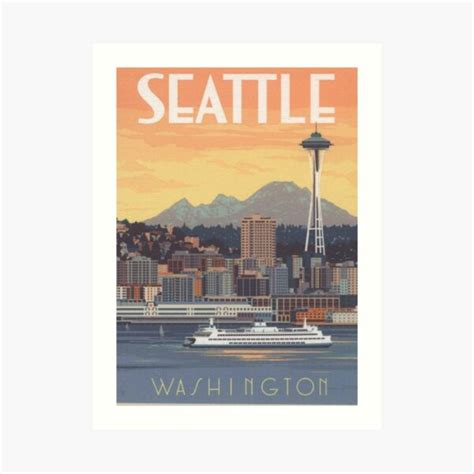 "Seattle Washington Vintage Travel Poster | Seattle Washington Vintage Tourism Poster" Art Print ...