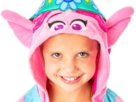 Dreamworks Trolls Movie Girls' Poppy Character Hooded Costume Nightgow ...