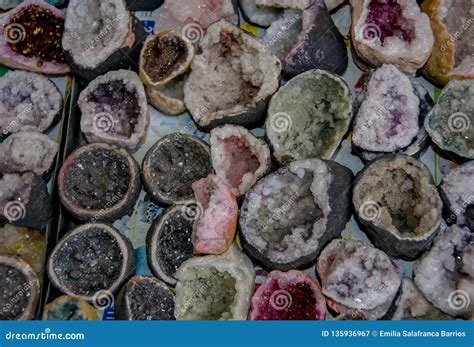 Geodes, Formation of Minerals of Different Colors Stock Image - Image of eruption, crystals ...