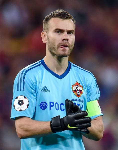 Igor Akinfeev of PFC CSKA Moscow reacts during the Russian Premier ...