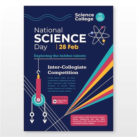 Free Vector | Flat national science day vertical poster template