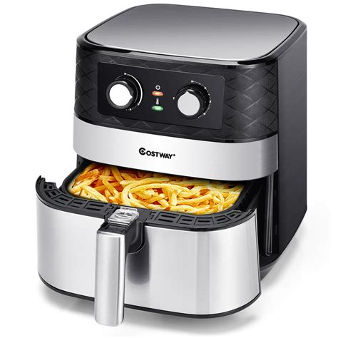 Costway 5.3 QT Electric Hot Air Fryer 1700W Stainless steel Non-Stick ...