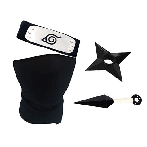 Buy Naruto Headband Set Naruto Cosplay Gloves Kakashi Face Cover Kunai ...