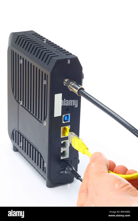 Cable telephone modem with connectors Stock Photo - Alamy