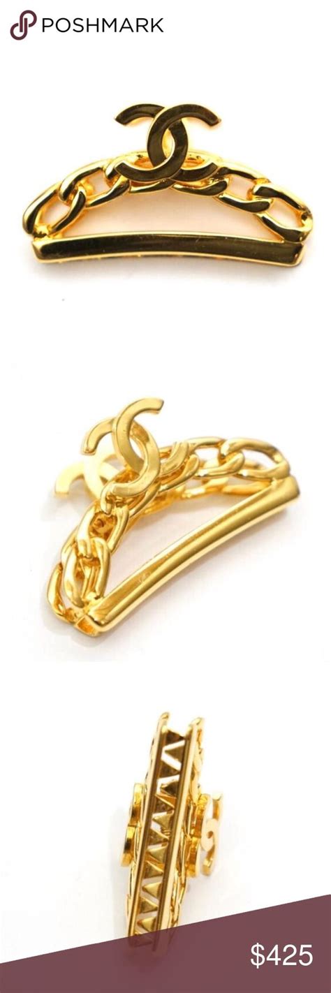 Chanel Gold Metal CC Logo Hair Clip Barrette Stunning 100% authentic ...