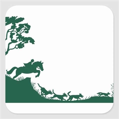 Fox Hunting Silhouette Square Sticker | Zazzle | Fox hunting ...