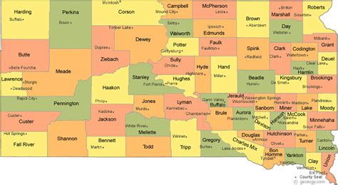 South Dakota County Map with County Seats - 66 Counties | Flickr