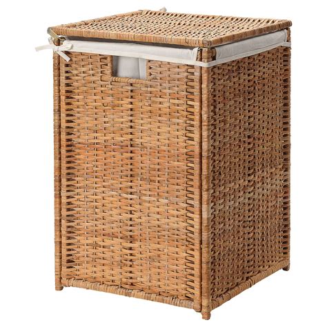BRANÄS Laundry basket with lining, rattan - IKEA