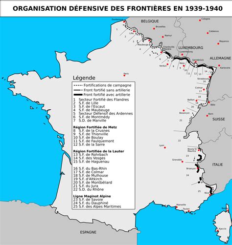 A map of French fortifications, 1939-1940. | Maginot Line | Map, Military history, War