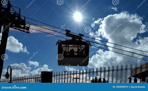 Cable Cars Crossing Montmorency Falls Under Sun Stock Image - Image of ...