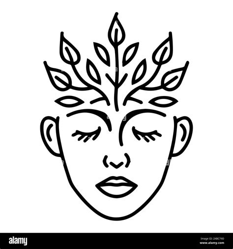 Mother Nature Face logo or modern line icon. Vector line art and icon design with bold outline ...