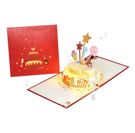 OPEN WITH HAPPY Birthday Music Cake Shape Birthday Greeting Card 3D Pop Up Card $5.79 - PicClick