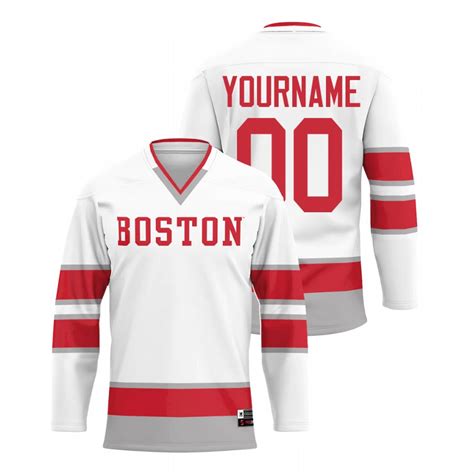 Custom Boston University White College Hockey Jersey - Heretro.com