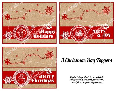 3 PRINTABLE Christmas Party Treat Bag Toppers. Double sided.