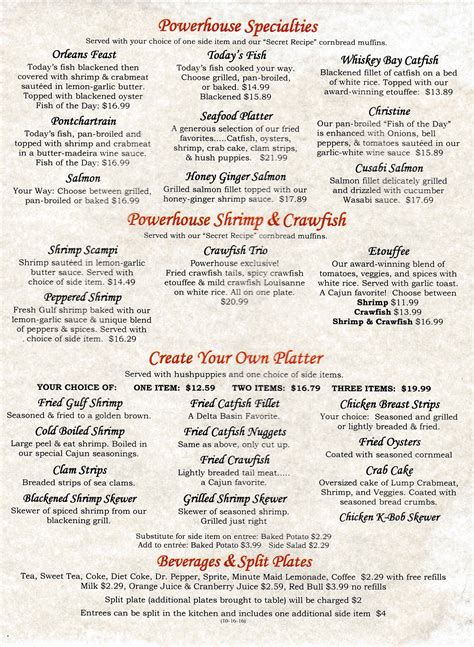 Powerhouse Seafood & Grill Menu and Reviews | NWA Food