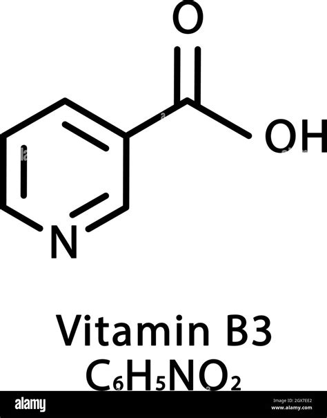 Vitamin B3 Niacin molecular structure. Vitamin B3 Niacin skeletal chemical formula. Chemical ...