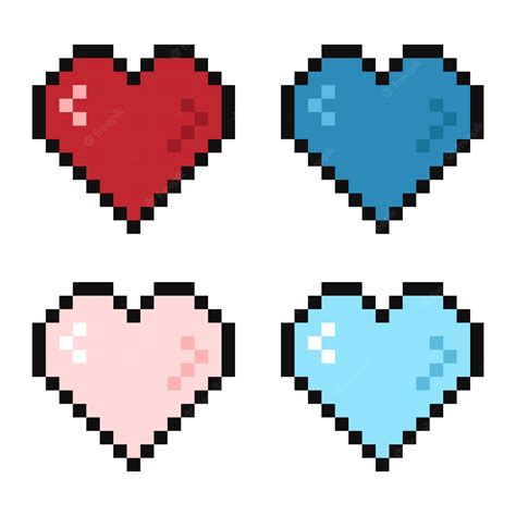 Premium Vector | Pixel 8 bit heart in different colors life