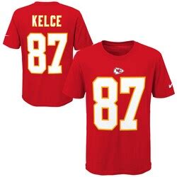 Youth Kansas City Chiefs #87 Travis Kelce Red Mainliner Name & Number T ...