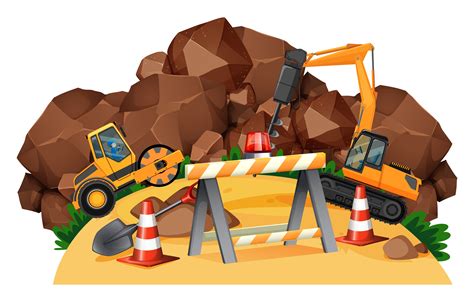 Scene with tractors working at construction site 446872 Vector Art at ...
