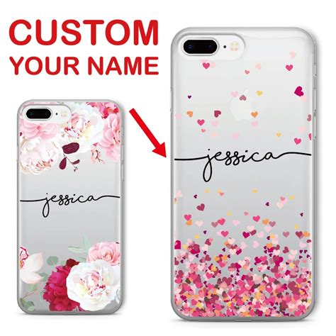 Personalized Custom Name Text Floral Soft Clear Phone Case For iPhone 6 ...