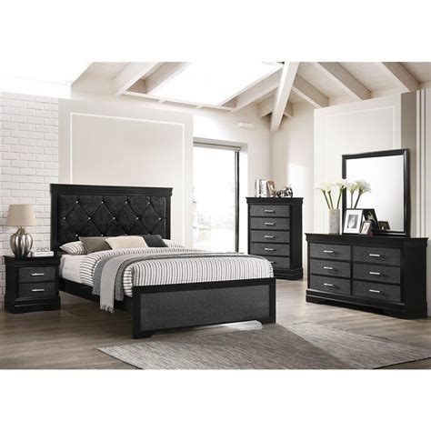 Rent to Own Crown Mark Inc 7-Piece Amalia Black Queen Bedroom Set at Aaron's today!