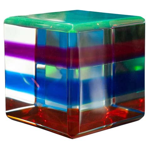 Contemporary Multi-Colored Acrylic Square Cube Sculpture For Sale at 1stDibs