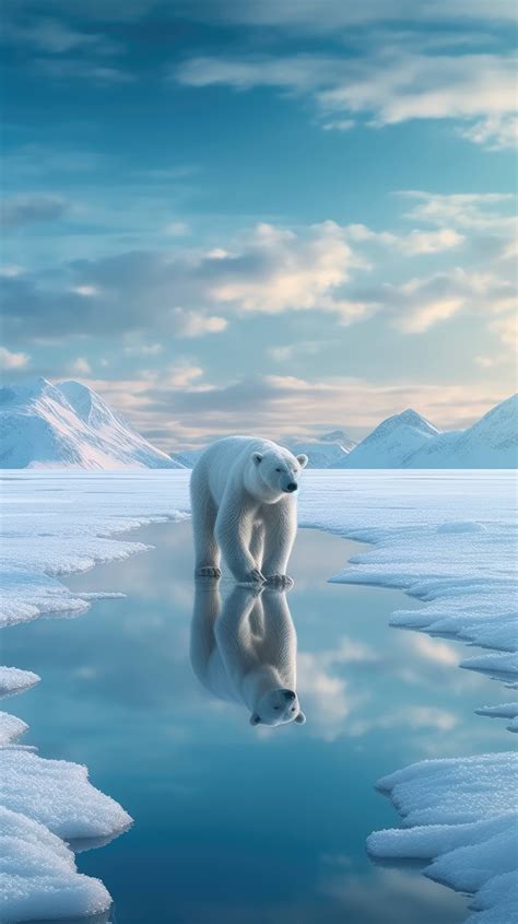 A 4K ultra HD mobile wallpaper featuring a stately Polar Bear ...