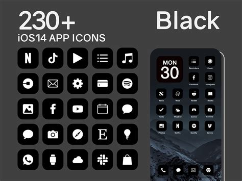 Ios Black App Icons 230 Dark Minimal Ios 14 Modern Icon - Etsy UK