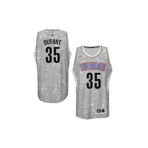 Men's Oklahoma City Thunder Kevin Durant Authentic Grey City Light Adidas Jersey