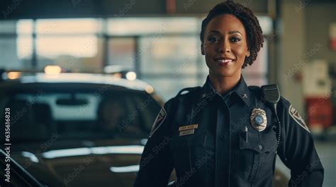 Black african american female police officer woman smiling Stock Photo ...