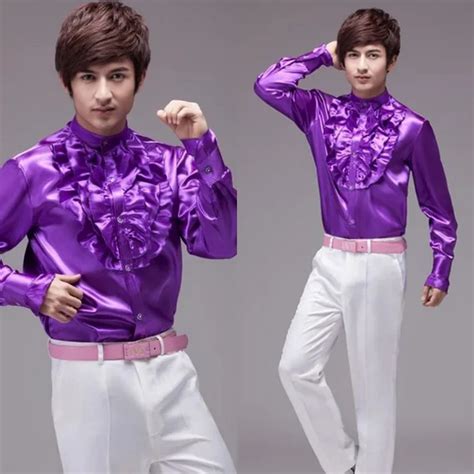 Light purple long sleeved shirt with lace men shirt mens dress shirts ...