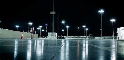 Premium Photo | Empty parking lot at night