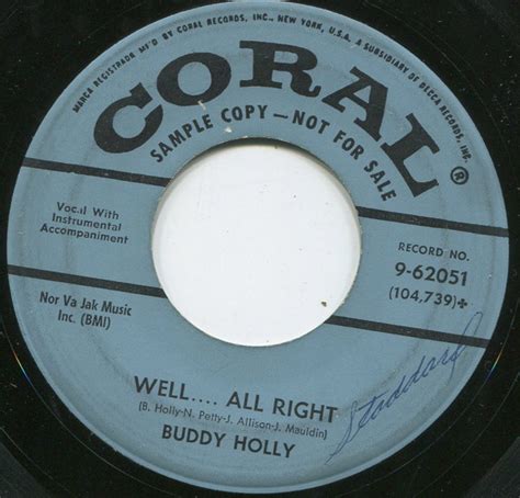 Buddy Holly - Well.... All Right / Heartbeat (1958, Vinyl) | Discogs