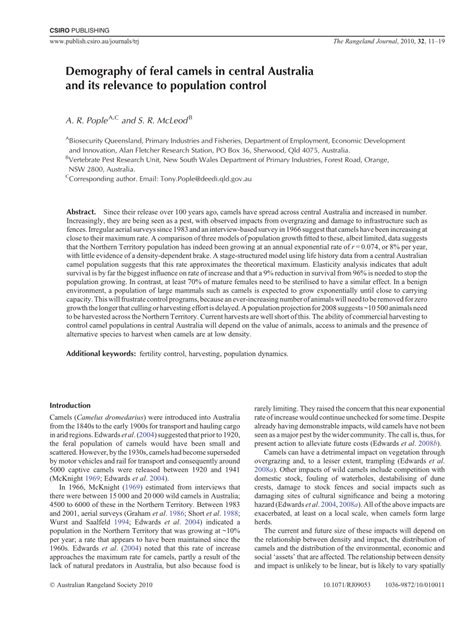 (PDF) Demography of feral camels in central Australia and its relevance ...